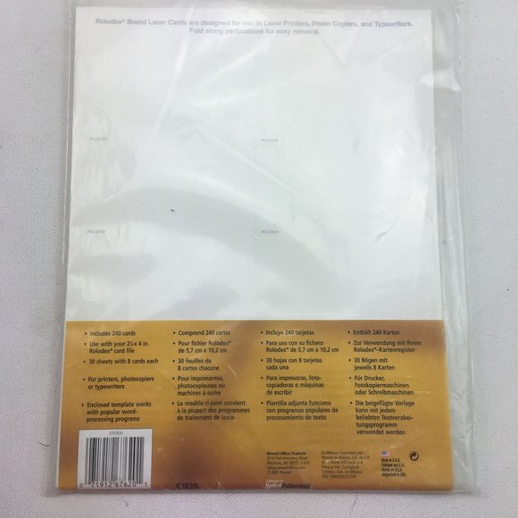 Rolodex Necessities 240 Printer Cards #67620 2.25" x 4" Office Organize - Picture 3 of 3